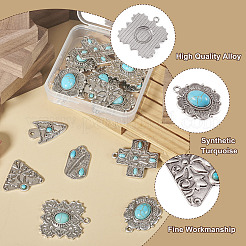 16 pièces 8 styles pendentifs turquoise synthétiques&nbsp;FIND-TA0002-15