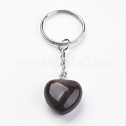 Porte-clés œil de tigre rouge naturel teinté et chauffé&nbsp;LS-KEYC-F019-02G