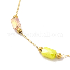 Catene a maglie di vetro rettangolari colorate bracciali in acciaio inossidabile 304 per donna&nbsp;BJEW-B079-04G