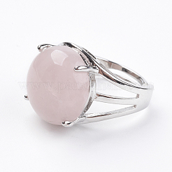 Verstellbare natürlichen Rosenquarz Fingerringe&nbsp;RJEW-F075-01O