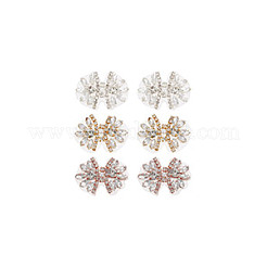 6 Stück 3 Farben Legierung mit Glas Strass Schleife&nbsp;AJEW-NB0006-23