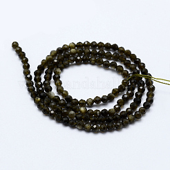 Natürliche goldenen Glanz Obsidian Perlen Stränge&nbsp;G-J369-16-3mm