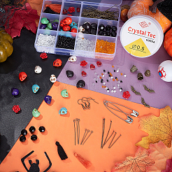 Kit per la creazione di orecchini e braccialetti di halloween con pietre preziose fai da te&nbsp;DIY-PH0008-84
