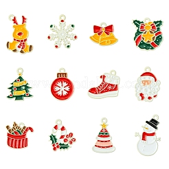 24 pendentif en alliage émaillé peint par pulvérisation sur le thème de Noël&nbsp;ENAM-FS0002-19P