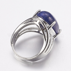 Natürliche Lapislazuli-Band Fingerringe&nbsp;X-RJEW-K224-A15