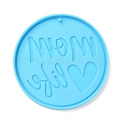 Bricolage thème de la fête des mères plat pendentif rond moules en silicone&nbsp;LS-SIMO-H010-02C