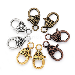 Tibetischen Stil Legierung Herz Karabiner Schnallen&nbsp;TIBE-KS0001-02