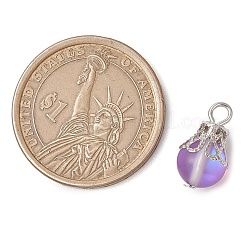 Pendentifs ronds en pierre de lune synthétique&nbsp;PALLOY-JF03133-02