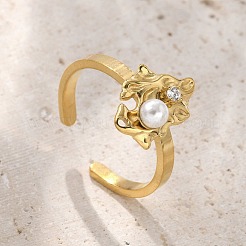 Manschettenringe aus 304er Edelstahl mit Zirkonia für Damen&nbsp;RJEW-D302-02G-05