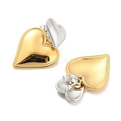 Orecchini pendenti a forma di cuore doppio in acciaio inossidabile 304 per donna&nbsp;LS-EJEW-D076-01C-GP