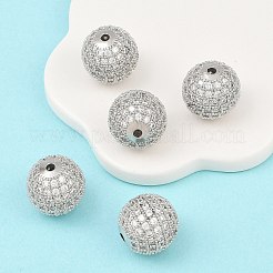 Perles rondes en laiton avec zircone cubique de micro pave&nbsp;LS-ZIRC-L017-05P