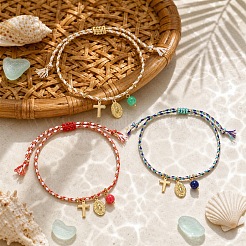 3 Stück 3 Farben böhmisches Messing religiöses Kreuz Jungfrau Charm Armband Sets&nbsp;DS9557-1