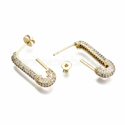 Messing Micro Pave klare Zirkonia Halb Creolen&nbsp;EJEW-T046-19G-NF
