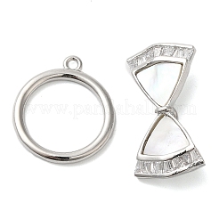 Messing Micro Pave klare Zirkonia Knebelverschlüsse&nbsp;KK-N254-83P