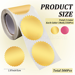 2 Rolle 2 Farben Papier selbstklebend gezackten Rand Auszeichnungen Blanko-Aufkleber&nbsp;DIY-CP0012-58