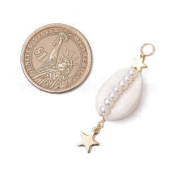 3 pièce 3 styles pendentifs en perles de verre enveloppés de fil de cuivre en coquillage cauri naturel&nbsp;PALLOY-JF03503
