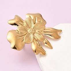 Offene Manschettenringe aus Edelstahl 304 mit Blumenmotiv für Damen&nbsp;RJEW-A091-22G