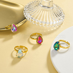 Verstellbare Ringe aus Glas mit Strassen&nbsp;RJEW-JR00558