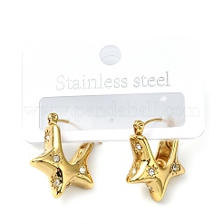 Pendientes de aro de acero inoxidable 304 con micropavé de circonita cúbica transparente para mujer&nbsp;EJEW-B112-02G-04