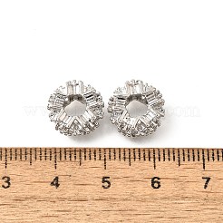 Micro fiore ottone spianare zirconi European Beads&nbsp;KK-V008-19P-03