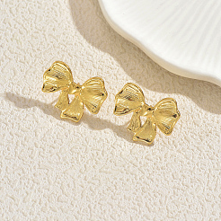 Boucles d'oreilles à tige minimalistes en acier inoxydable avec nœud papillon&nbsp;PY0370