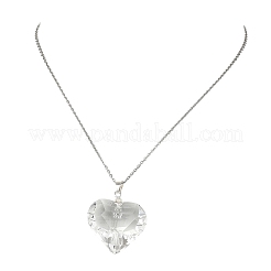 Colliers pour femmes avec pendentif cœur en verre transparent facetté pour la Saint-Valentin et chaîne câble en acier inoxydable 304&nbsp;NJEW-JN06074-02