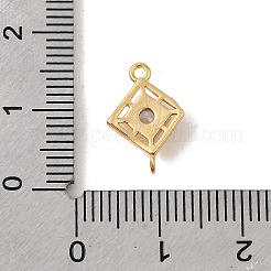 Ciondoli di collegamento a forma di rombo in ottone con zirconi cubici trasparenti&nbsp;X-KK-P340-43G