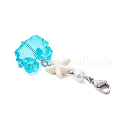 Décorations suspendues en turquoise synthétique et en lampwork fait main en forme de crabe&nbsp;HJEW-TA00429