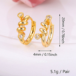 Pendientes de aro de latón con micro circonitas y cubic zirconia transparente&nbsp;WGD6E25-01
