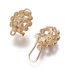 Fornituras de latón micro pave zirconia pendiente del perno prisionero&nbsp;KK-O121-15G