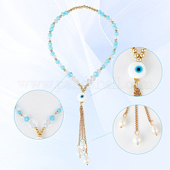 Décorations suspendues de voiture en perles de verre et de perles&nbsp;HJEW-DR00017