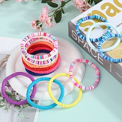 15 Stück handgefertigte Stretch-Armbänder aus Polymer-Tonperlen für Damen&nbsp;BJEW-SW001597