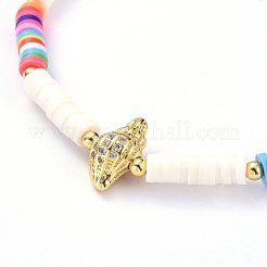 Bracciali elasticizzati fatti a mano in perle di argilla polimerica&nbsp;BJEW-JB05078-01