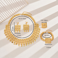 Legierung Hohlklee Armbänder & Ohrringe & Halsketten & Ringe Sets für Frauen&nbsp;FP2832