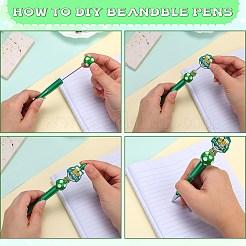 Kit fai da te per creare penne con perline in silicone con trifoglio per il giorno di San Patrizio&nbsp;DIY-SZ0010-03