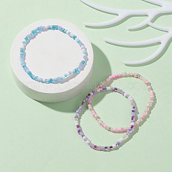 3 set di braccialetti elastici con perline di semi di vetro a 3 colori&nbsp;BJEW-JB09426