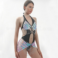 Chaîne de corps sexy en alliage de paillettes acryliques lilas pour fête sur la plage&nbsp;FS-WG189BD-05