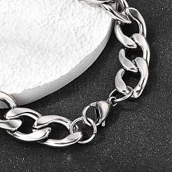 Bracelets à maillons gourmette en acier inoxydable 201 pour hommes&nbsp;STAS-T077-22B-03P