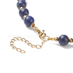 Lapislazzuli naturali e cristallo di quarzo e collana di perline rotonde di zirconi cubici&nbsp;NJEW-JN04078
