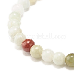 Rundes Stretcharmband aus natürlichem Jadeit und Lavagestein&nbsp;BJEW-JB07572-02