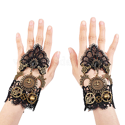 2 bracciale con anello in pizzo di poliestere&nbsp;BJEW-ME0001-25