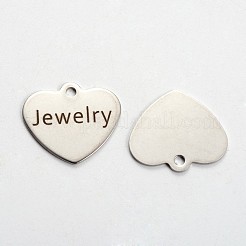 Pendentifs en forme de cœur en acier inoxydable 201 anti-ternissement&nbsp;LS-STAS-L165-C23
