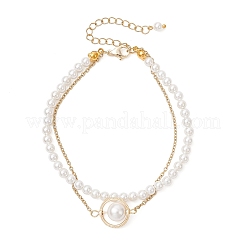 Mehrreihige Armbänder aus Muschelperlen mit runden Perlen für Damen&nbsp;BJEW-JB12035-02