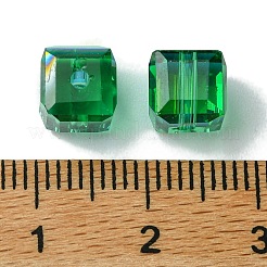 100 pièce de perles de verre galvanisées transparentes&nbsp;GLAA-K064-08A-AB02