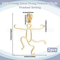 2 Stück Cabochon-Fassungen für Anhänger aus Sterlingsilber&nbsp;STER-BBC0009-46G