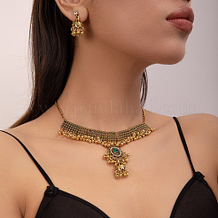 Collana e orecchino con pendente ovale in lega e strass&nbsp;FS-WGBAA8A-03
