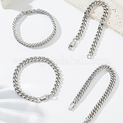 1 lot de 2 bracelets à maillons cubains en acier inoxydable pour hommes&nbsp;BJEW-LP0001-28