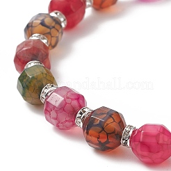 Braccialetto elasticizzato con perline di agata naturale tinta&nbsp;BJEW-JB09180-03