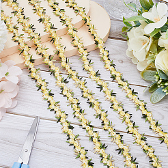15 Yards Blumen-Polyester-Stickerei-Spitzenband&nbsp;OCOR-WH0070-77H
