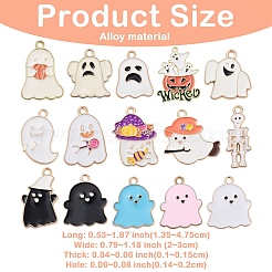 15pcs 15 Arten Halloween-Legierungs-Emaille-Anhänger&nbsp;FIND-YW0006-06